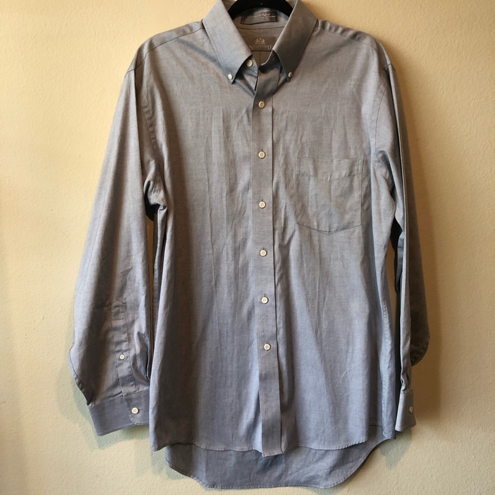 Mens Gray long sleeve dress shirt button up 16/34